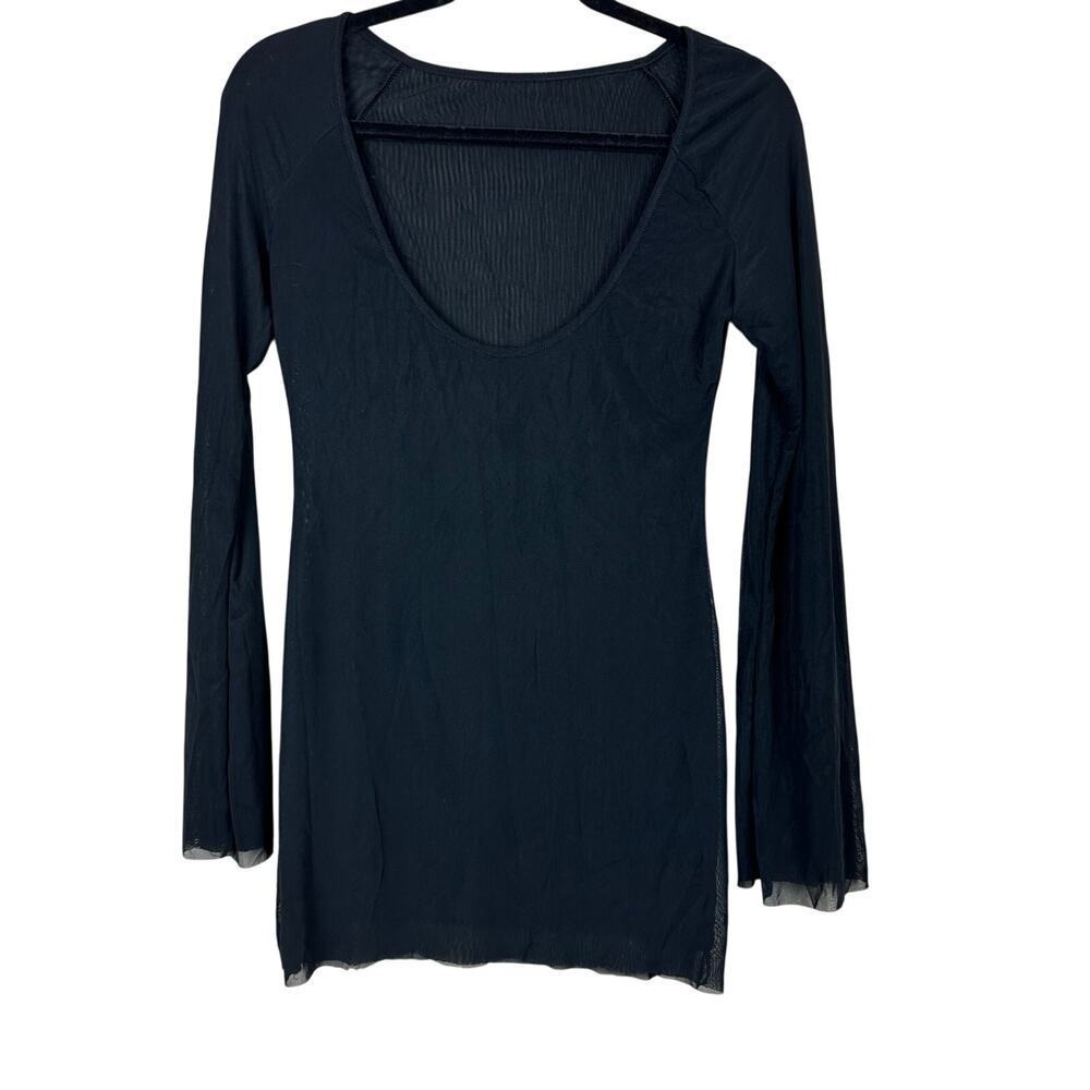 Unbranded Sheer Black Mesh Tunic Top Whimsigoth Fairy Grunge Y2K Layers Stretch